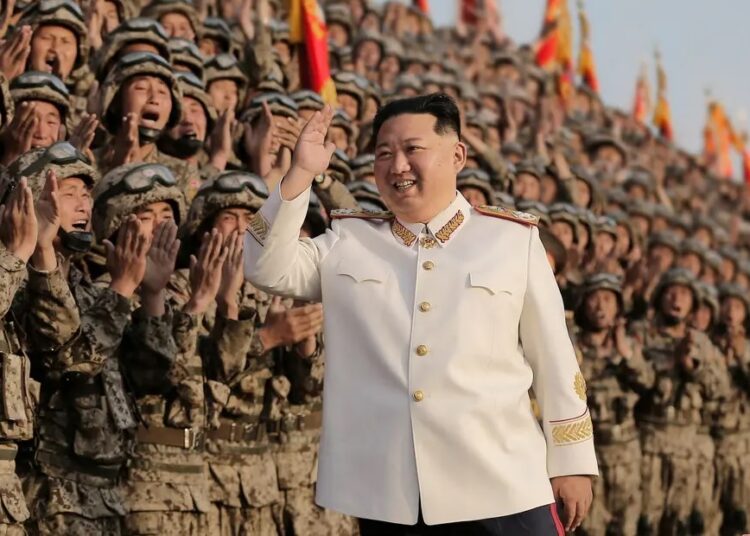 North Korean leader Kim Jong Un takes part in a parade to mark the 90th founding anniversary of the Korean People's Revolutionary Army in April 2022.