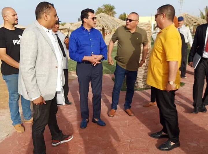 Sports min. inspects development works at youth city in Hurghada 1 - Egyptian Gazette Minister of Youth and Sports Ashraf Sobhi and Head of Sports Directorate in Red Sea governorate Farrag Abdel Maqsoud inspected the development works at the youth city in Hurghada.