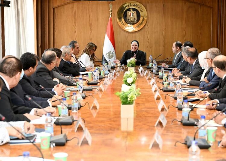 Egyptian Trade Minister Nivine Gamea during a plenary session with the heads of exports councils, she reviewed the ministry's plan for boosting Egyptian exports.