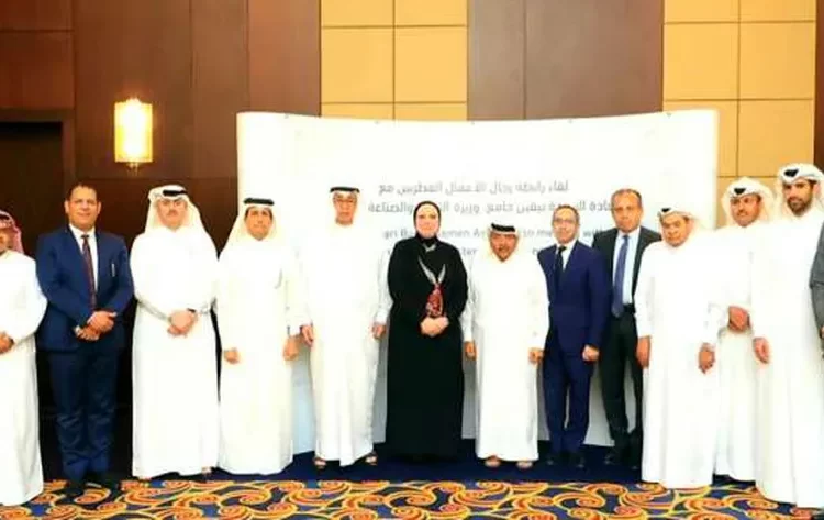 Egyptian Minister of Trade and Industry Nevine Gamea meeting with the Qatari Businessmen Association (QBA) chaired by Sheikh Faisal bin Qassim.