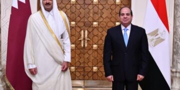 Sisi meets Sheikh Tamim
