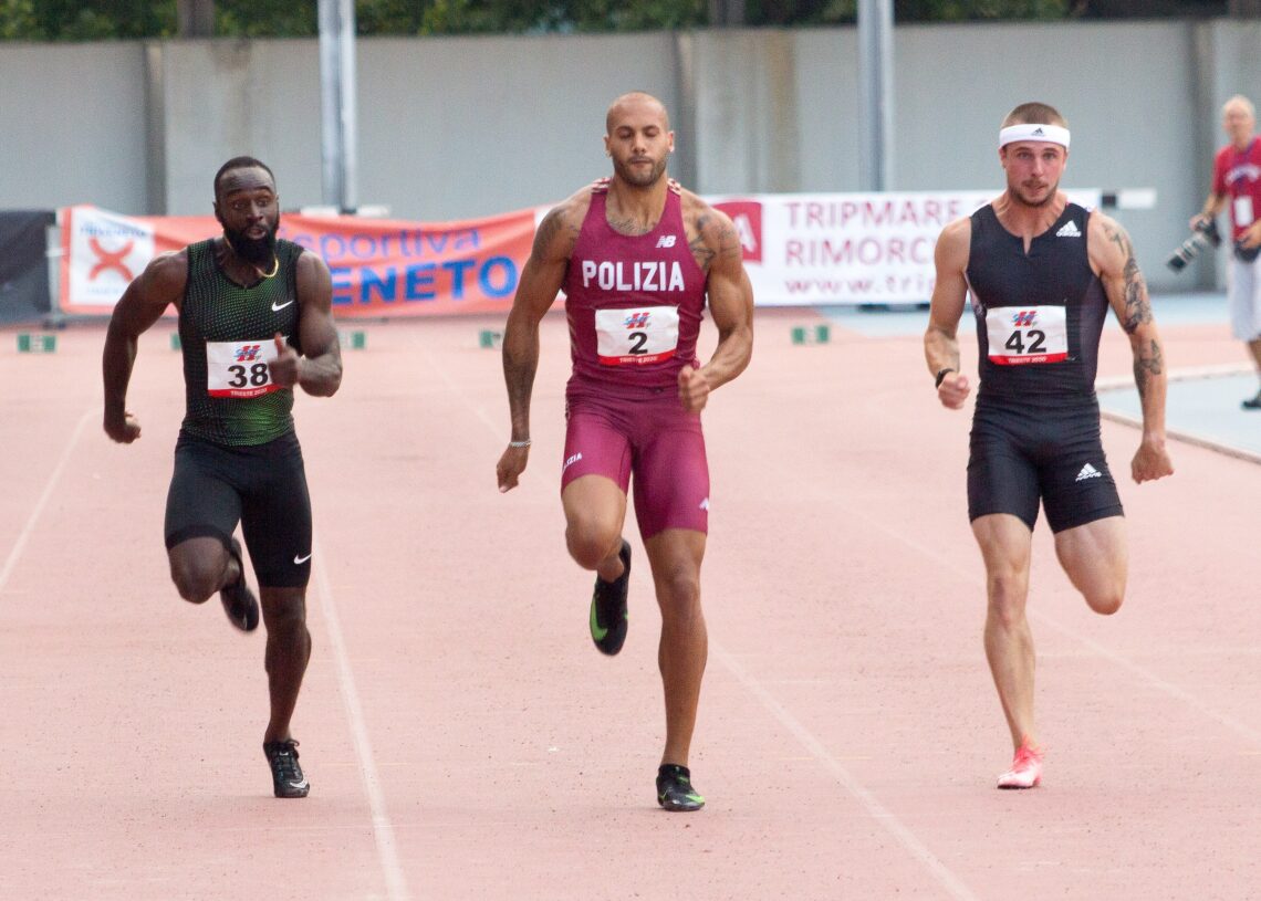 Italy’s Lamont Marcell (C) has withdrawn from this month's Diamond League meetings in Rome and Oslo.