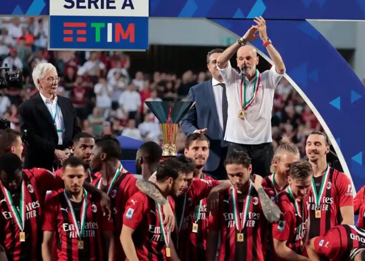 Milan begins Serie A title defence with Udinese visit 1 - Egyptian Gazette Stefano Pioli with his winner’s medal, which the Milan manager claims was later ‘snatched’ from him.