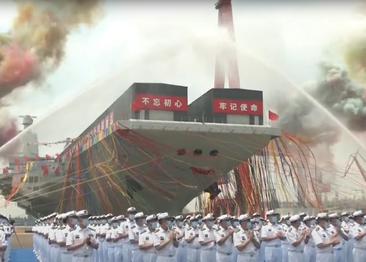 China launches Fujian or the Type 003 aircraft carrier.
