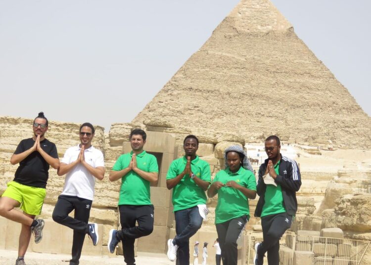 Giza Pyramids received world youth 2 - Egyptian Gazette Giza Pyramids received world youth 1 - Egyptian Gazette
