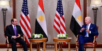 President Sisi meets his US counterpart on sidelines of Jeddah summit