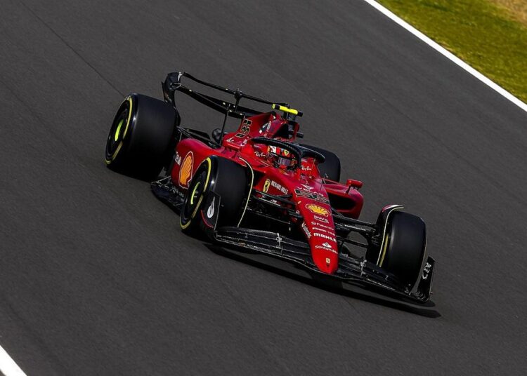 Ferrari's Carlos Sainz in action before winning the British Grand Prix at the Silverstone Circuit.