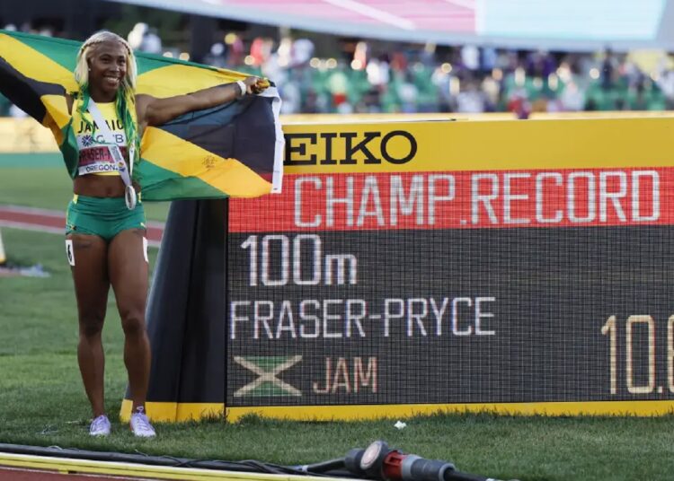 Shelly-Ann Fraser-Pryce stopped the clock at 10.67 seconds at the World Athletics Championships in Eugene, USA.