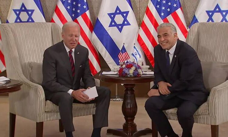 Biden, Lapid discuss Iran, integrating Israel in Middle East 1 - Egyptian Gazette President Joe Biden and Israeli Prime Minister Yair Lapid address the media following their meeting in Jerusalem Thursday.