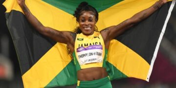 Thompson-Herah, Kiplimo celebrate golden Commonwealth doubles