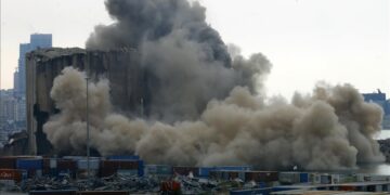 New section of grain silos at Beirut Port collapses