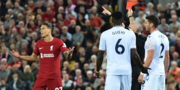 Nunez sees red as Liverpool held to home draw by Palace