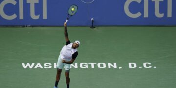 Kyrgios survives 6 match points, beats Tiafoe at Citi Open