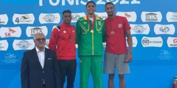 Egyptian duo wins gold in open water swimming championship in Tunisia