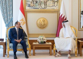 President Sisi meets Qatari Emir at Amiri Diwan in Doha