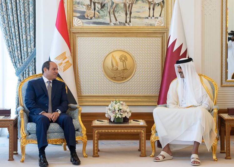President Sisi meets Qatari Emir at Amiri Diwan in Doha 2 - Egyptian Gazette President Sisi meets Qatari Emir at Amiri Diwan in Doha 1 - Egyptian Gazette