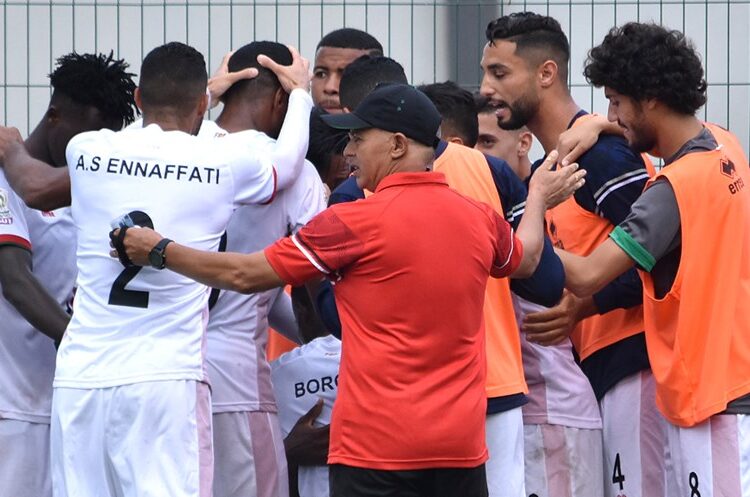 FAR Rabat’s players celebrate after scoring against Ashanti Golden Boys of Guinea 1-0 in Nongo.