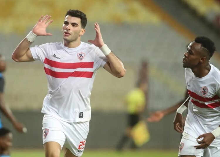 Zamalek;s winger Ahmed Sayed ‘Zizo’ (L) celebrate after scoring against Burundi's Flambeau du Centre.