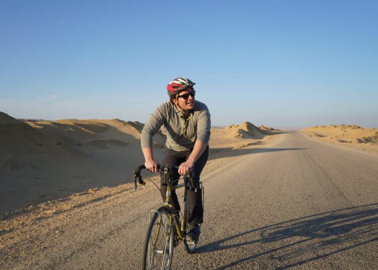 Galal Zekri, 29, is an avid cyclist who covered 7,000 kilometres across Egypt when he was 21 years old. He leads a 1,000-kilometre cycling expedition NS Crossing once a year from the north of Egypt to the Sudanese border. Photo: Galal Zekri