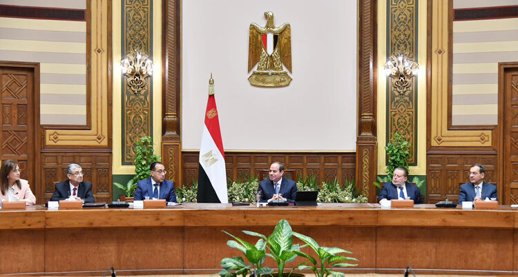 President Abdel Fattah El Sisi during his meeting on Tuesday with a delegation of Egyptian businessmen and investors from various industrial sectors.