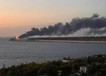Explosion destroys part of Crimea bridge crucial to Russian war effort