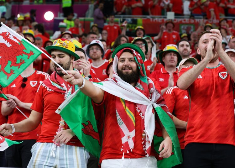 Wales’ supporters during their World Cup Group B match against Iran on Nov. 25, 2022.