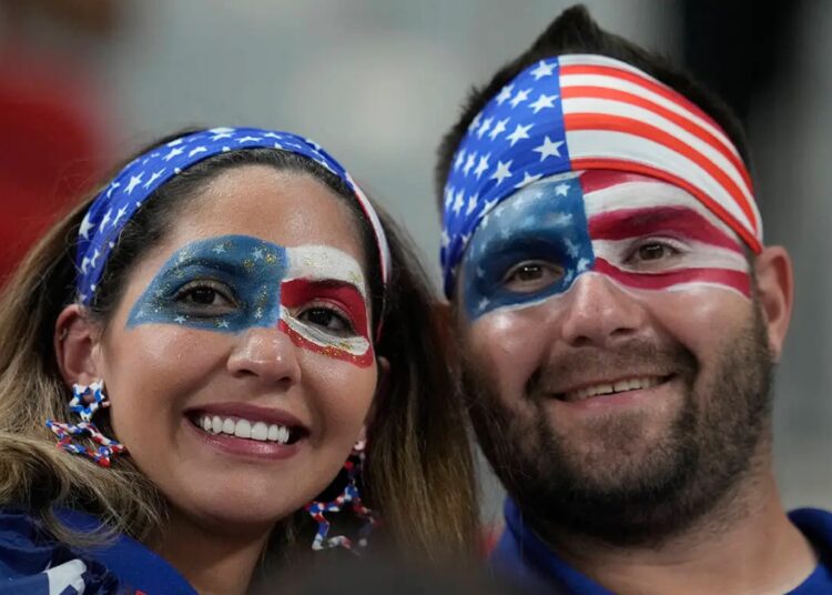United States supporters ahead of the World Cup group B match against Iran on Nov. 29, 2022.