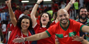 Moroccans celebrate World Cup victory over Portugal 1 - Egyptian Gazette Moroccans celebrate World Cup victory over Portugal
