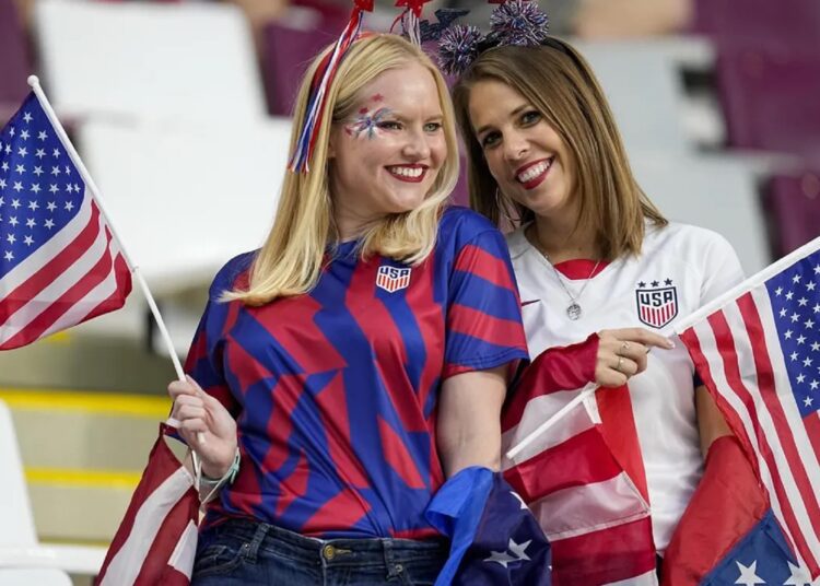 Fans of the United States cheer prior to a World Cup group E match between the Netherlands and the United States on Dec. 3, 2022.