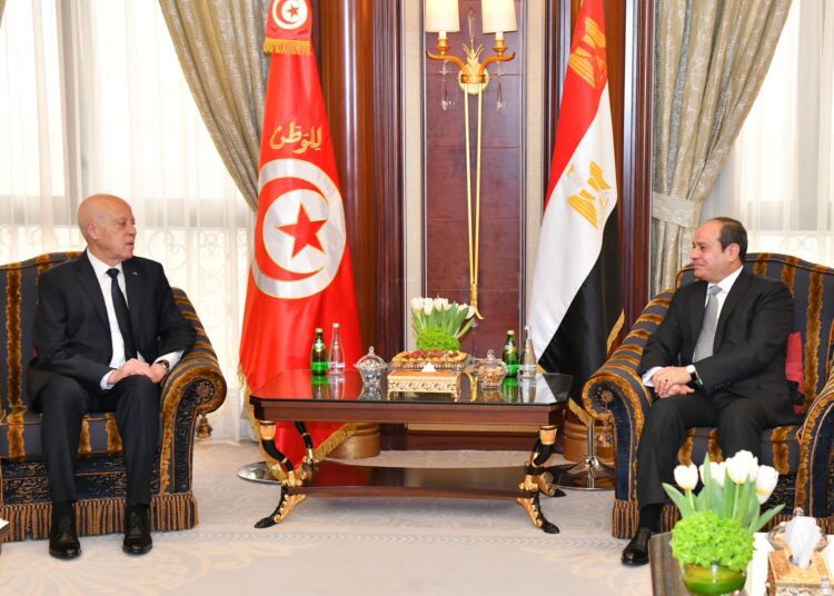 President: Egypt keen on exerting extra efforts to boost cooperation with Tunisia at various levels 1 - Egyptian Gazette President Abdel Fattah El Sisi on Friday morning had a meeting with his Tunisian counterpart Kais Saied in the Saudi Capital, Riyadh.