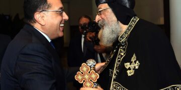 PM visits Coptic Cathedral to greet Pope Tawadros on Christmas