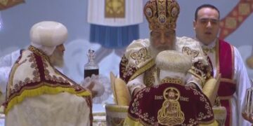 Pope Tawadros leads Christmas mass at Cathedral of Nativity of Christ