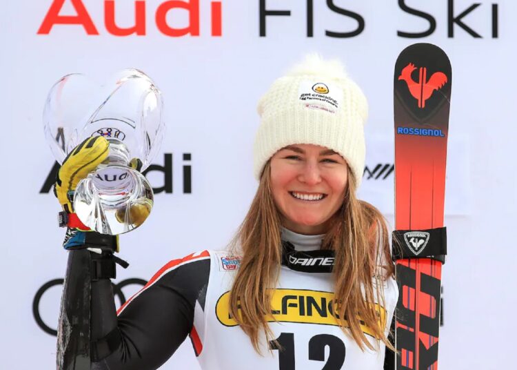 Canada's Grenier wins 1st World Cup race 1 - Egyptian Gazette The winner Canada's Valerie Grenier celebrates after an alpine ski, women's World Cup giant slalom race, in Kranjska Gora, Slovenia.