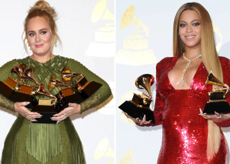 Adele and Beyonce at the Grammy 2017.