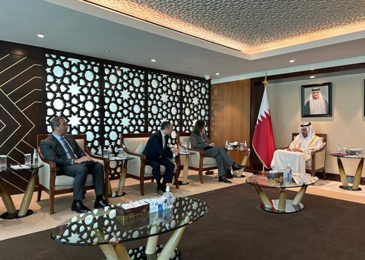 Egyptian Planning and Economic Development Minister Hala el Saeed during hervisit to Qatar, where she met with a number of Qatari officials and businessman as part of her promotional tour of several Arab countries to explore potential investment opportunities in Egypt.