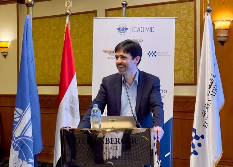 Exchange of expertise in ATM crucial to boosting aviation safety 1 - Egyptian Gazette One of the participants delivering a speech during the A-SMGCS conf., held in Luxor.
