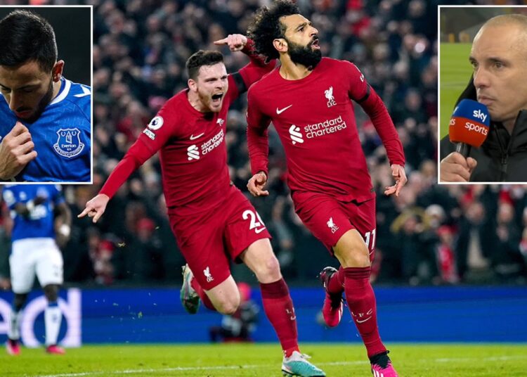 Mohamed Salah and Cody Gakpo both scored to inflict defeat on their Merseyside rivals Everton.