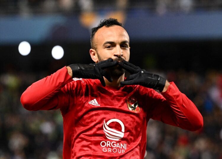 Al-Ahly’s playmaker Mohamed Magdi ‘Afsha’ celebrates after scoring the winner during the FIFA Club World Cup match against Seattle Sounders.