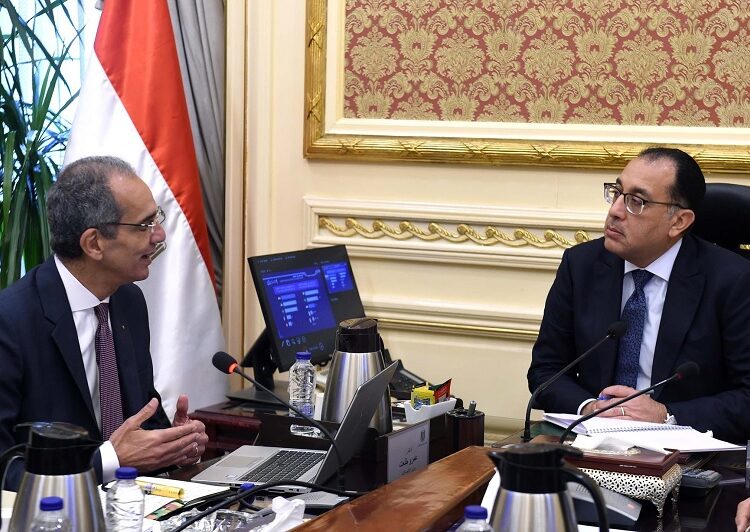 Prime Minister Mostafa Madbouli during his meeting with Minister of Communications and Information Technology Amr Talaat to follow up on the progress made in implementing a number of ICT projects.