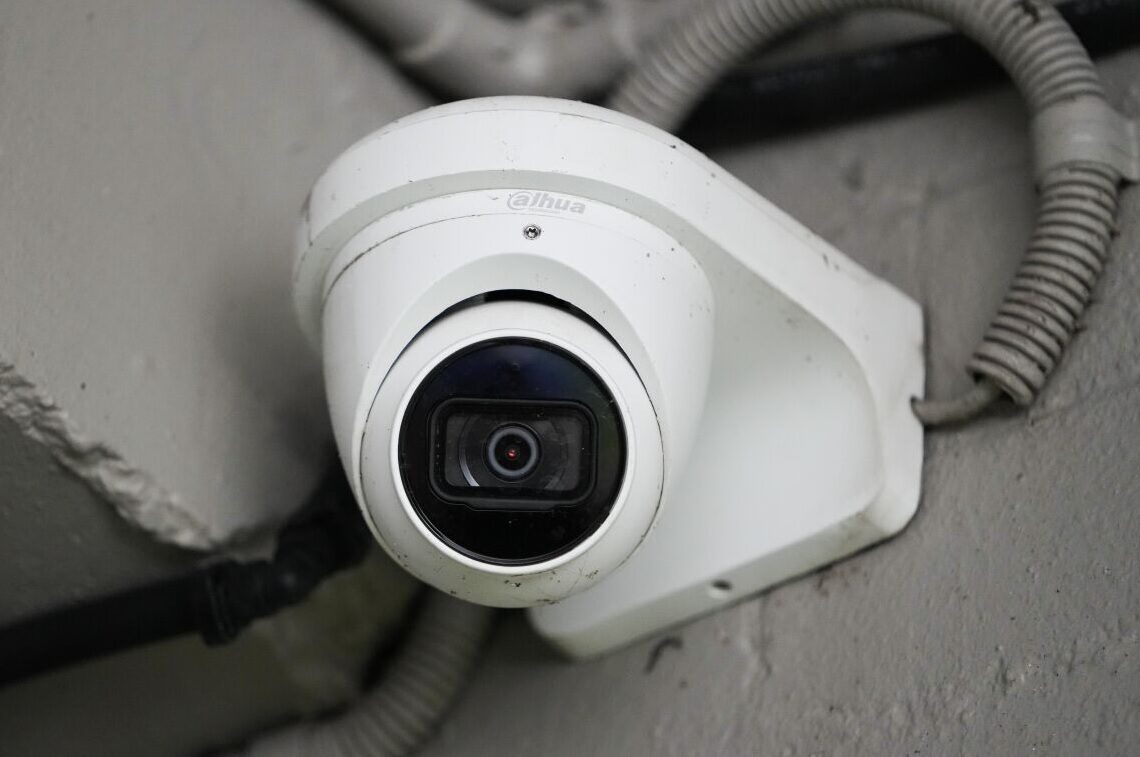Photo shows a Chinese Dahua brand security camera in Sydney, Australia, Feb. 9, 2023.