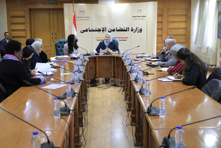 Minister of Social Solidarity Nevine el-Qabbag during her meeting on Wednesday with senior USAID officials.