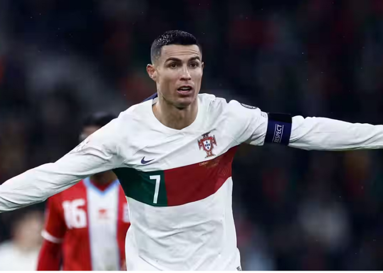 Portugal’s Cristiano Ronaldo celebrates after scoring during the UEFA Euro 2024 group J qualifiers against Luxembourg.