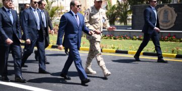 President Sisi arrives at nitrogen fertilizer complex in Ain Sokhna