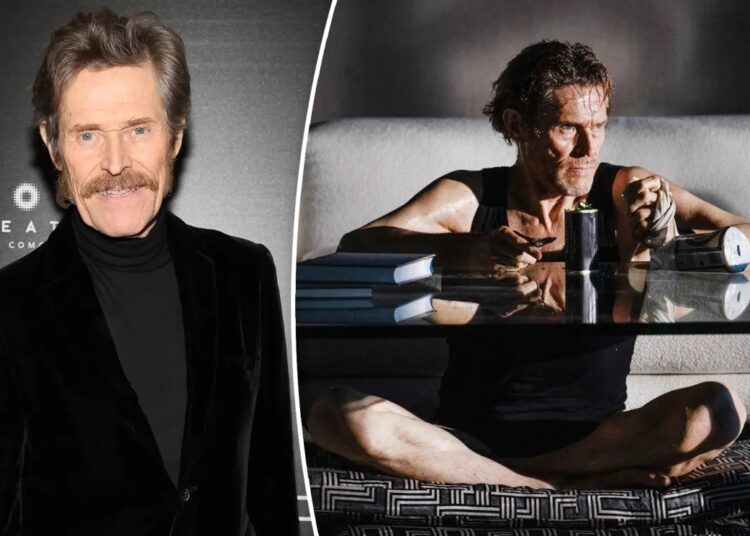 Actor Willem Dafoe (L) attends a special screening of "Inside" at Metrograph on Feb. 28, 2023, in New York as he is seen (R) in a scene from "Inside."
