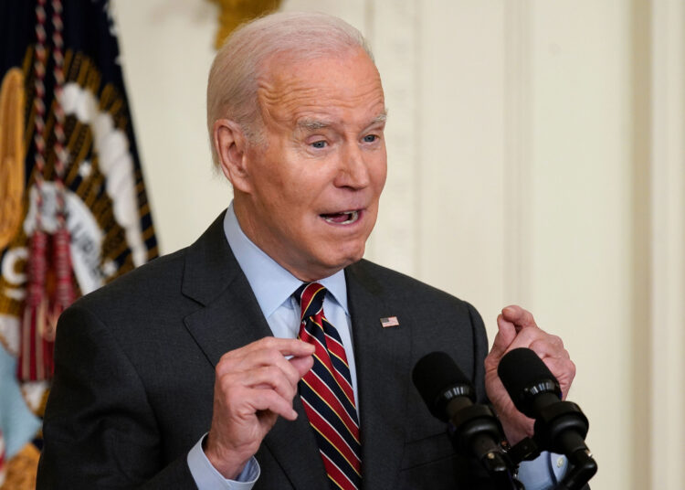 President Joe Biden speaks during an SBA Women's Business Summit in the East Room of the White House, Monday, March 27, 2023, in Washington. (AP Photo/Alex Brandon)