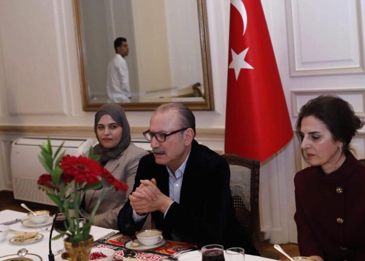 Ambassador Salih Mutlu Şen, Chargé d'Affaires of Türkiye’s Embassy, speaking to the media at the iftar held at his residence in Giza.