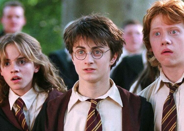 Emma Watson, Daniel Radcliffe and Rupert Grint in the third film in the series: Harry Potter and the Prisoner of Azkaban.