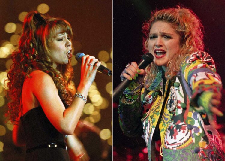 Mario, Mariah, Madonna added to Recording Registry 1 - Egyptian Gazette Mariah Carey (L) performs a benefit for the Fresh Air Fund at the Cathedral of St. John the Divine in New York on Dec. 8, 1994 and Madonna performs as she opened her Virgin tour in Seattle, on April 10, 1985.