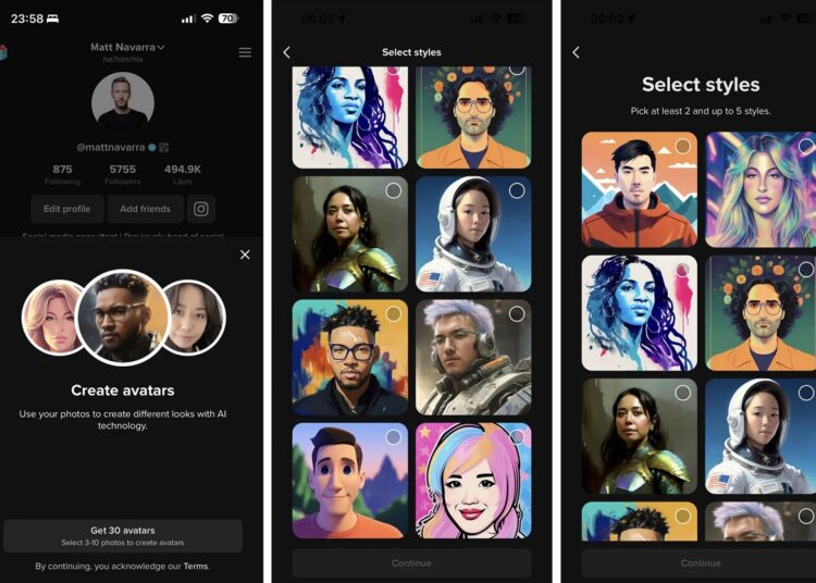 TikTok may have generative AI avatars soon 1 - Egyptian Gazette TikTok may soon let you create AI stylized avatars not unlike what you can with deep learning apps like Midjourney or Lensa.