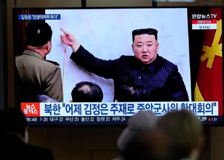 A TV screen is seen reporting North Korea's missile launch with a file image of North Korean leader Kim Jong Un during a news programme at the Seoul Railway Station in Seoul, South Korea.
